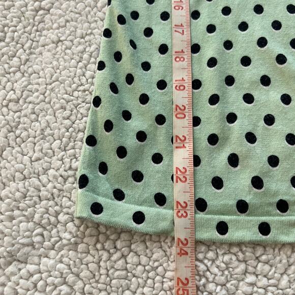 Talbots Mint Green Black Polka Dotted 3/4 Sleeve Tee Size XS - Picture 8 of 8